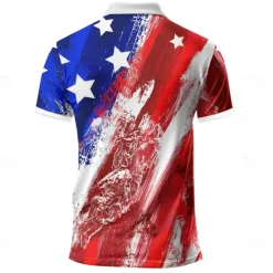 Online OUKU Men's American Flag Veterans Zip Polo Shirts Golf Shirt Short Sleeve Polo Shirts Collared Shirts Casual Streetwear Vacation Wear Party Outfits 3D Print Quarter Zip Polo Summer Spring Blue