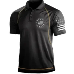 OUKU Men's American Flag Veterans Polo Shirts Golf Shirt Short Sleeve Polo Shirts Collared Shirts Casual Streetwear Vacation Wear Party Outfits Buttons 3D Print Black Blue Green