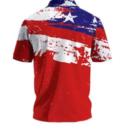OUKU Men's American Flag Veterans Zip Polo Shirts Golf Shirt Short Sleeve Polo Shirts Colla Shirts Casual Streetwear Vacation Wear Party Outfits 3D Print Quarter Zip Polo Summer Spring Red