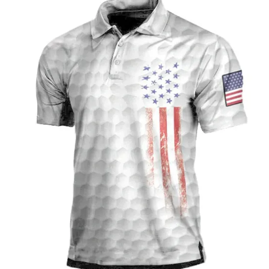 Discount OUKU Men's American Flag Veterans Polo Shirts Golf Shirt Short Sleeve Polo Shirts Collared Shirts Casual Streetwear Vacation Wear Party Outfits Buttons 3D Print White