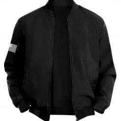 Outlet OUKU Men's American US Flag Bomber Jacket Coat Practical Casual Sports Outdoor Daily Wear Side Pockets Zip Front Graphic Fall Winter Standing Collar Long Sleeve Black Red Army Green