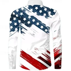 Sale OUKU Men's American US Flag Cowboy Western Shirt Button Up Shirt Cowboy Shirt Long Sleeve Casual Formal Daily Holiday Fall Winter Spring & Summer Turndown Collared Shirts Button Up Pocket 3D Print White