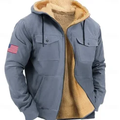 Clearance OUKU Men's American US Flag Fleece Hoodie Hoodies Fashion Cool Long Sleeve Hooded Holiday Streetwear Blue Brown Zipper Pocket Fall Winter Designer