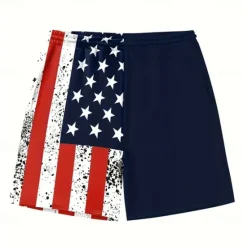 Discount OUKU Men's American US Flag Patriotic Swim Trunks Swim Shorts Board Shorts Mid Waist Hawaiian Beach Wear Vacation Drawstring Mesh Lining Elastic Waist Designer Clothing Apparel