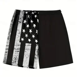 Discount OUKU Men's American US Flag Patriotic Swim Trunks Swim Shorts Board Shorts Mid Waist Hawaiian Beach Wear Vacation Drawstring Mesh Lining Elastic Waist Designer Clothing Apparel
