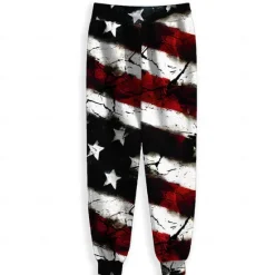 Sale OUKU Men's American US Flag Patriotic Sweatpants Joggers Pants Trousers Mid Waist Drawstring Elastic Waist Vintage Casual Street Dailywear Pocket Spring Fall Winter 3D Print White