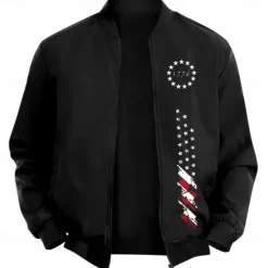 Online OUKU Men's American US Flag Stars Bomber Jacket Coat Casual Sports Outdoor Daily Wear Side Pockets Zip Front Graphic Fall Winter Standing Collar Long Sleeve Black Red Army Green