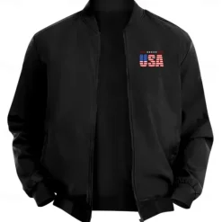 Clearance OUKU Men's American US Flag USA Bomber Jacket Coat Casual Sports Outdoor Daily Wear Side Pockets Zip Front Graphic Fall Winter Standing Collar Long Sleeve Black Red Army Green