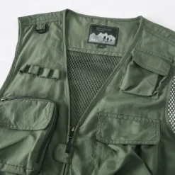 Clearance OUKU Men's American US Flag Waistcoat Gilet Fishing Vest Tactical Practical Removable Casual Sports Outdoor Fishing Photography Mesh Side Pockets Quick Dry Collarless Sleeveless Army Green Dark Blue