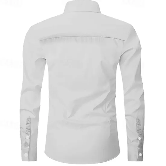 Discount OUKU Men's American US Flag Western Shirt Button Up Shirt Long Sleeve Western Casual Causal Casual Spring Fall Turndown Button Up 2 Pockets White 1 White White 2