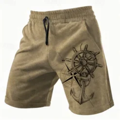 Online OUKU Men's Anchor Shorts Summer Shorts Casual Shorts Mid Waist Fashion Streetwear Hawaiian Casual Daily Holiday Pocket Drawstring Elastic Waist Designer Clothing Apparel
