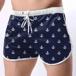 OUKU Men's Anchor Swim Shorts Board Shorts Swimming Trunks Mid Waist Fashion Designer Athletic Surfing Leisure Sports Holiday Pocket Drawstring Elastic Waist Designer Clothing Apparel
