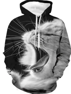 Clearance OUKU Men's Animal Color Block Wolf Graphic Prints Hoodie Hoodies Sweatshirt Designer Casual Long Sleeve Hooded Daily Sports 1 2 Print Spring & Fall Designer