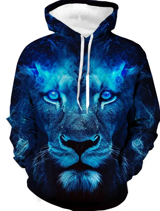 Clearance OUKU Men's Animal Color Block Wolf Graphic Prints Hoodie Hoodies Sweatshirt Designer Casual Long Sleeve Hooded Daily Sports 1 2 Print Spring & Fall Designer