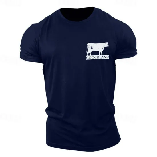 Best OUKU Men's Animal Cow Graphic Prints T shirt Graphic Tee Casual Style Classic Style Tee Top Short Sleeve T shirt Crew Neck Shirt Fashion Designer Classic Outdoor Street Sport Light Blue Black Pink Summer