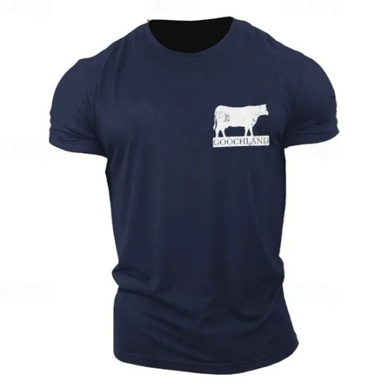 Best OUKU Men's Animal Cow Graphic Prints T shirt Graphic Tee Casual Style Classic Style Tee Top Short Sleeve T shirt Crew Neck Shirt Fashion Designer Classic Outdoor Street Sport Light Blue Black Pink Summer