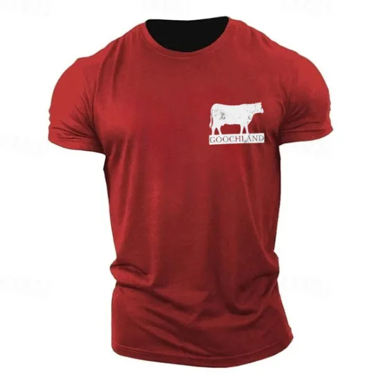 Best OUKU Men's Animal Cow Graphic Prints T shirt Graphic Tee Casual Style Classic Style Tee Top Short Sleeve T shirt Crew Neck Shirt Fashion Designer Classic Outdoor Street Sport Light Blue Black Pink Summer