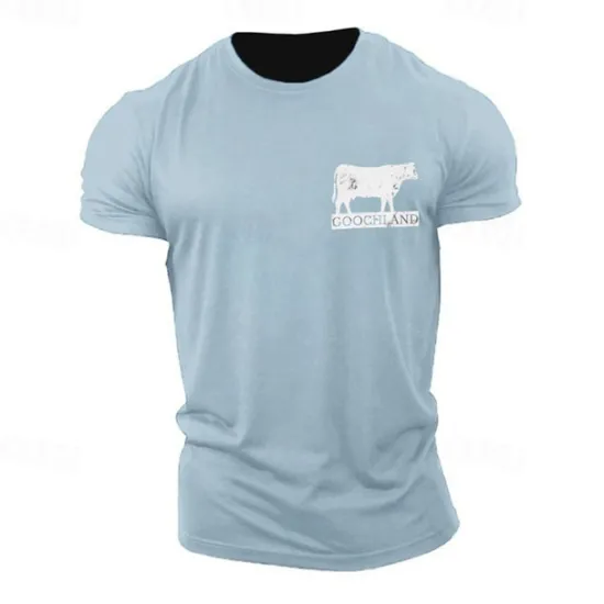 Best OUKU Men's Animal Cow Graphic Prints T shirt Graphic Tee Casual Style Classic Style Tee Top Short Sleeve T shirt Crew Neck Shirt Fashion Designer Classic Outdoor Street Sport Light Blue Black Pink Summer