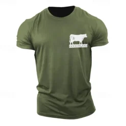 Best OUKU Men's Animal Cow Graphic Prints T shirt Graphic Tee Casual Style Classic Style Tee Top Short Sleeve T shirt Crew Neck Shirt Fashion Designer Classic Outdoor Street Sport Light Blue Black Pink Summer