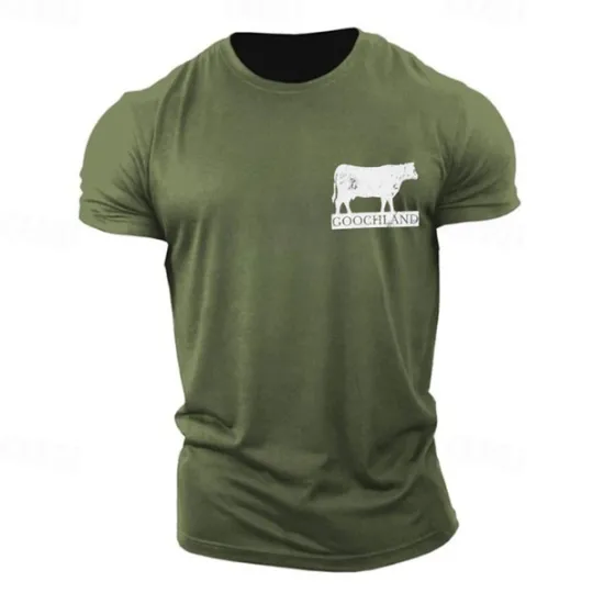 Best OUKU Men's Animal Cow Graphic Prints T shirt Graphic Tee Casual Style Classic Style Tee Top Short Sleeve T shirt Crew Neck Shirt Fashion Designer Classic Outdoor Street Sport Light Blue Black Pink Summer