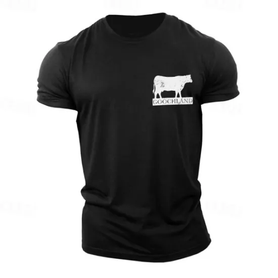 Best OUKU Men's Animal Cow Graphic Prints T shirt Graphic Tee Casual Style Classic Style Tee Top Short Sleeve T shirt Crew Neck Shirt Fashion Designer Classic Outdoor Street Sport Light Blue Black Pink Summer