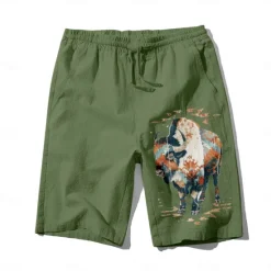 New OUKU Men's Animal Cow Shorts Summer Shorts Beach Shorts Mid Waist Hawaiian Casual Outdoor Holiday Going out Drawstring Elastic Waist Print Designer Clothing Apparel
