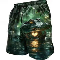 Clearance OUKU Men's Animal Crocodile Novelty Swim Trunks Swim Shorts Board Shorts Mid Waist Funny Outdoor Vacation Side Pockets Mesh Lining Elastic Drawstring Waist Designer Clothing Apparel