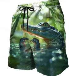 Clearance OUKU Men's Animal Crocodile Novelty Swim Trunks Swim Shorts Board Shorts Mid Waist Funny Outdoor Vacation Side Pockets Mesh Lining Elastic Drawstring Waist Designer Clothing Apparel