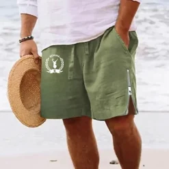 Online OUKU Men's Animal Deer Shorts Summer Shorts Beach Shorts Mid Waist Hawaiian Casual Daily Holiday Going out Zipper Drawstring Elastic Waist Designer Clothing Apparel