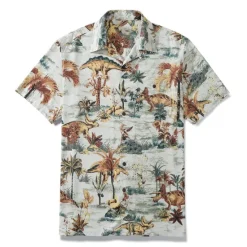 Sale OUKU Men's Animal Dinosaur Coconut Tree Shirt Summer Hawaiian Shirt Aloha Shirt Short Sleeves Shirt Turndown Tropical Fashion Hawaiian Outdoor Street Hawaiian 3D Print S M L Gray