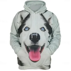 Clearance OUKU Men's Animal Dog Hoodies Sweatshirt Cool Party Long Sleeve Crew Neck Club Streetwear White Green Drawstring Graphic Fall Winter Designer