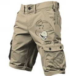 New OUKU Men's Animal Donkey Funny Cargo Shorts Work Shorts Mid Waist Classic Casual Outdoor Camping & Hiking Multiple Pockets Designer Clothing Apparel