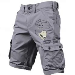 New OUKU Men's Animal Donkey Funny Cargo Shorts Work Shorts Mid Waist Classic Casual Outdoor Camping & Hiking Multiple Pockets Designer Clothing Apparel