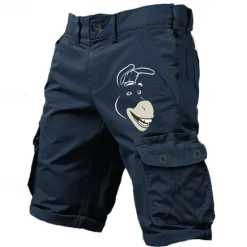 New OUKU Men's Animal Donkey Funny Cargo Shorts Work Shorts Mid Waist Classic Casual Outdoor Camping & Hiking Multiple Pockets Designer Clothing Apparel