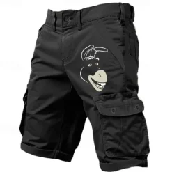 New OUKU Men's Animal Donkey Funny Cargo Shorts Work Shorts Mid Waist Classic Casual Outdoor Camping & Hiking Multiple Pockets Designer Clothing Apparel