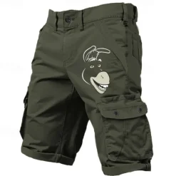New OUKU Men's Animal Donkey Funny Cargo Shorts Work Shorts Mid Waist Classic Casual Outdoor Camping & Hiking Multiple Pockets Designer Clothing Apparel