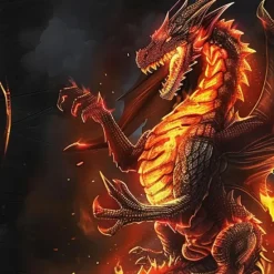 New OUKU Men's Animal Dragon Flame Shirt Button Up Shirt Long Sleeve Dark Gothic Style Holiday Streetwear Summer Spring Turndown 3D Print Collared Shirts Purple Orange Green