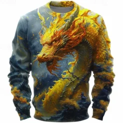 Clearance OUKU Men's Animal Dragon Sweatshirts Sweatshirt Pullover Long Sleeve Sweatshirt Crew Neck Fashion Casual Street Style 3D Print Going out Streetwear 3D Print Spring & Fall