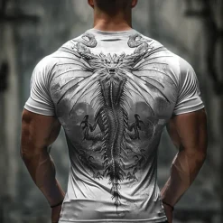Sale OUKU Men's Animal Dragon T Shirt Short Sleeve T shirt 3D Print Crew Neck Shirt Designer Casual Subculture Sports Outdoor Holiday Going out Spring & Summer Clothing Apparel S M L XL 2XL 3XL Light Grey