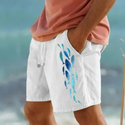 Online OUKU Men's Animal Fish Shorts Summer Shorts Beach Shorts Mid Waist Hawaiian Casual Outdoor Holiday Going out Drawstring Elastic Waist Print Designer Clothing Apparel
