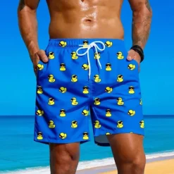 Outlet OUKU Men's Animal Funny Duck Swim Trunks Swim Shorts Board Shorts Mid Waist Streetwear Hawaiian Beach Vacation Wear Side Pockets Mesh Lining Elastic Drawstring Waist Designer Clothing Apparel
