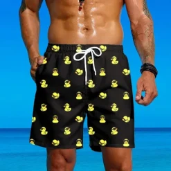 Outlet OUKU Men's Animal Funny Duck Swim Trunks Swim Shorts Board Shorts Mid Waist Streetwear Hawaiian Beach Vacation Wear Side Pockets Mesh Lining Elastic Drawstring Waist Designer Clothing Apparel