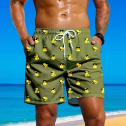 Outlet OUKU Men's Animal Funny Duck Swim Trunks Swim Shorts Board Shorts Mid Waist Streetwear Hawaiian Beach Vacation Wear Side Pockets Mesh Lining Elastic Drawstring Waist Designer Clothing Apparel