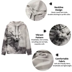 Best OUKU Men's Animal Graphic Prints Hoodie Hoodies Sweatshirt Daily Classic Long Sleeve Hooded Holiday Going out Streetwear Blue Green Print Spring & Fall Designer