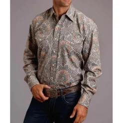 Online OUKU Men's Animal Horse Graphic Prints Shirt Western Shirt Cowboy Shirt Long Sleeve Fashion Designer Casual Outdoor Daily Fall & Winter Turndown Print Button-Down White Black / Green Light Green Black