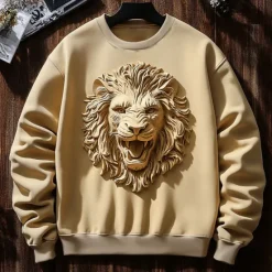 Hot OUKU Men's Animal Lion Sweatshirt Sweatshirt Long Sleeve Sweatshirt Crew Neck Fashion Cool Daily 3D Printing Vacation Going out Streetwear Crewneck 3D Print Winter Spring & Fall