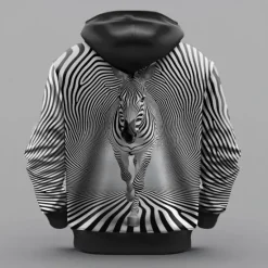 Online OUKU Men's Animal Optical Illusion Hoodies Sweatshirt Ethnic Cowboy Long Sleeve Crew Neck Holiday Streetwear Black White Drawstring Fall Winter Designer