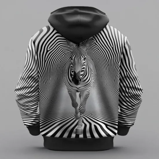 Online OUKU Men's Animal Optical Illusion Hoodies Sweatshirt Ethnic Cowboy Long Sleeve Crew Neck Holiday Streetwear Black White Drawstring Fall Winter Designer