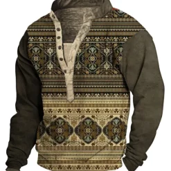 Best OUKU Men's Animal Patterned Graphic Prints Sweatshirt Pullover Long Sleeve Sweatshirt V Neck Henley Collar Designer Basic Casual 3D Print Sports & Outdoor Casual Daily Print Spring & Fall