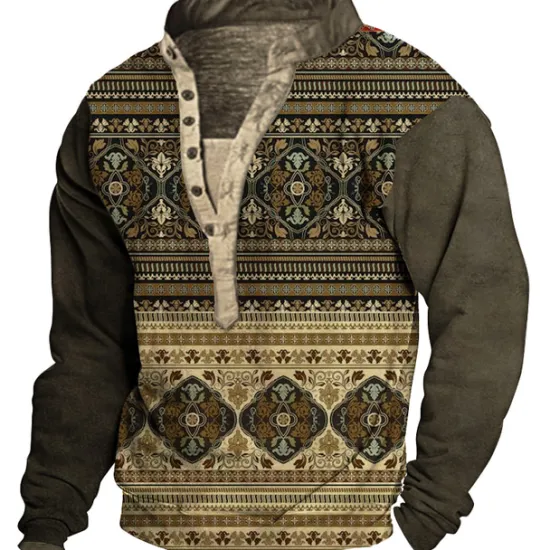 Best OUKU Men's Animal Patterned Graphic Prints Sweatshirt Pullover Long Sleeve Sweatshirt V Neck Henley Collar Designer Basic Casual 3D Print Sports & Outdoor Casual Daily Print Spring & Fall
